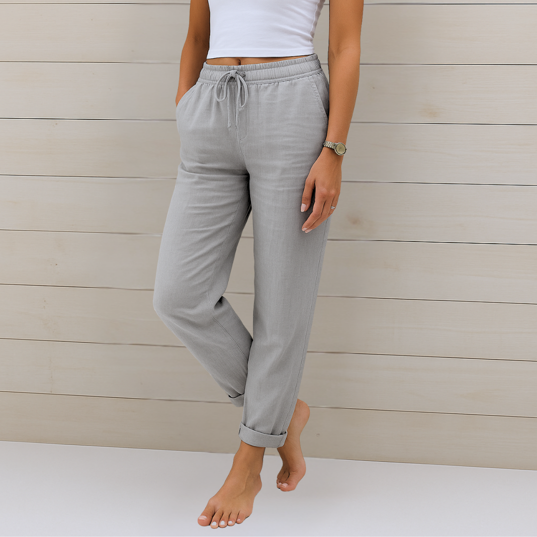 May | Elastische Premium-Leinenhose für Damen