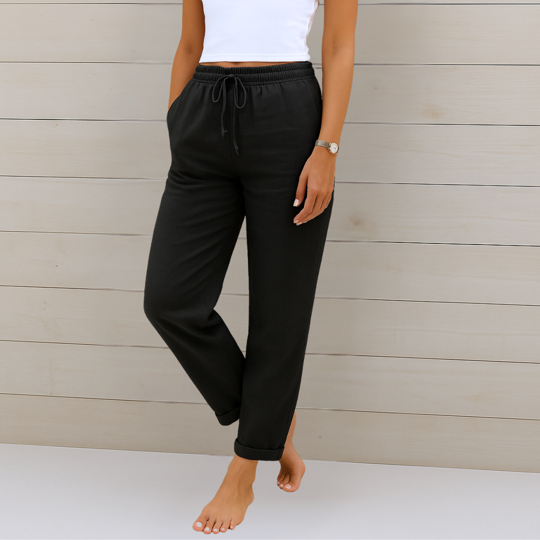 May | Elastische Premium-Leinenhose für Damen