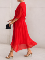 Chiffon Wrap Midi Dress