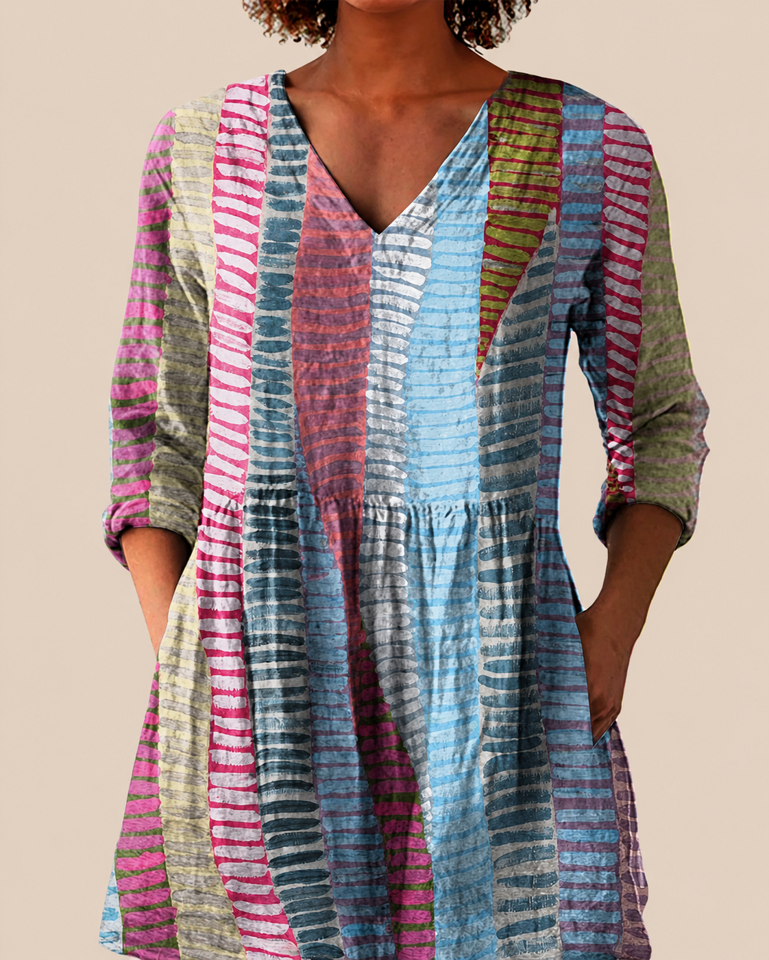 Lange Bluse mit ausdrucksstarkem Muster