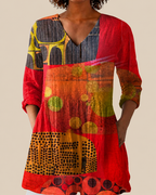 Lange Bluse mit ausdrucksstarkem Muster