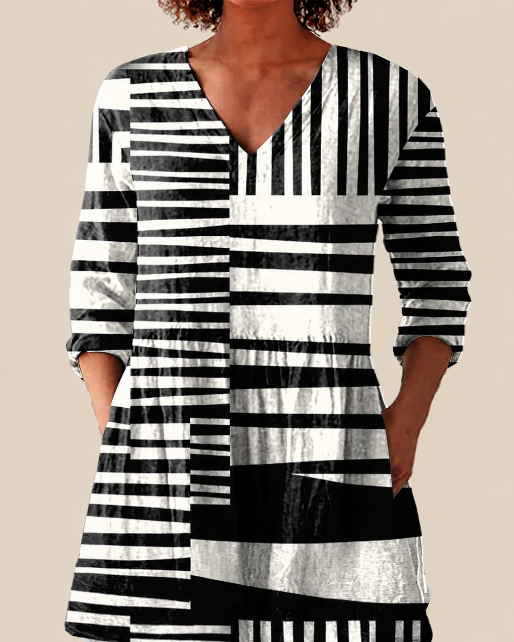 Lange Bluse mit ausdrucksstarkem Muster