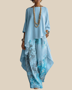 Luftiges Zweiteiler Set mit floraler Hose