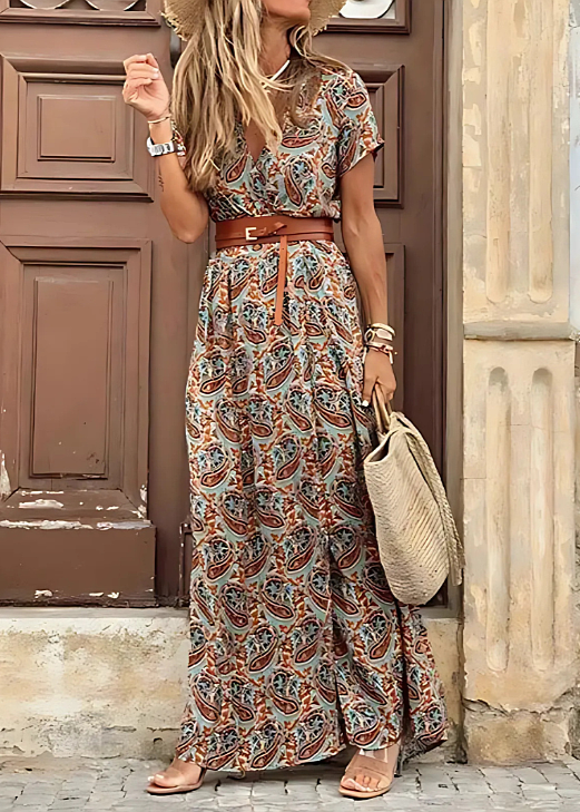 Justine™ – Lange, fließende Boho-Robe mit Gürtel