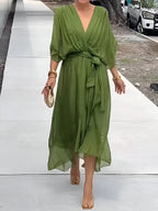 Chiffon Wrap Midi Dress