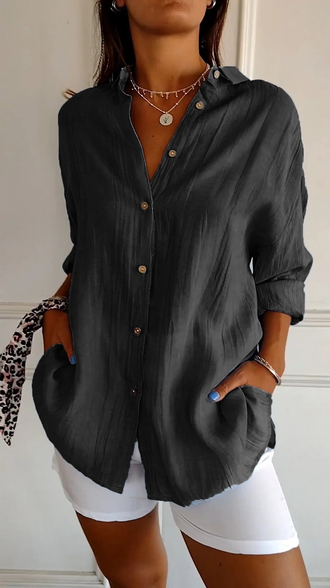 IRMA | Damen Hemdbluse mit Knopfleiste und Lockerem Schnitt
