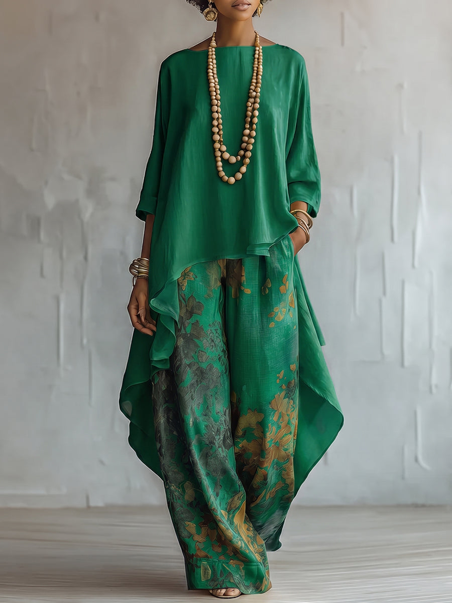 Luftiges Zweiteiler Set mit floraler Hose
