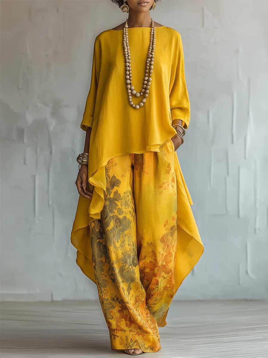 Luftiges Zweiteiler Set mit floraler Hose