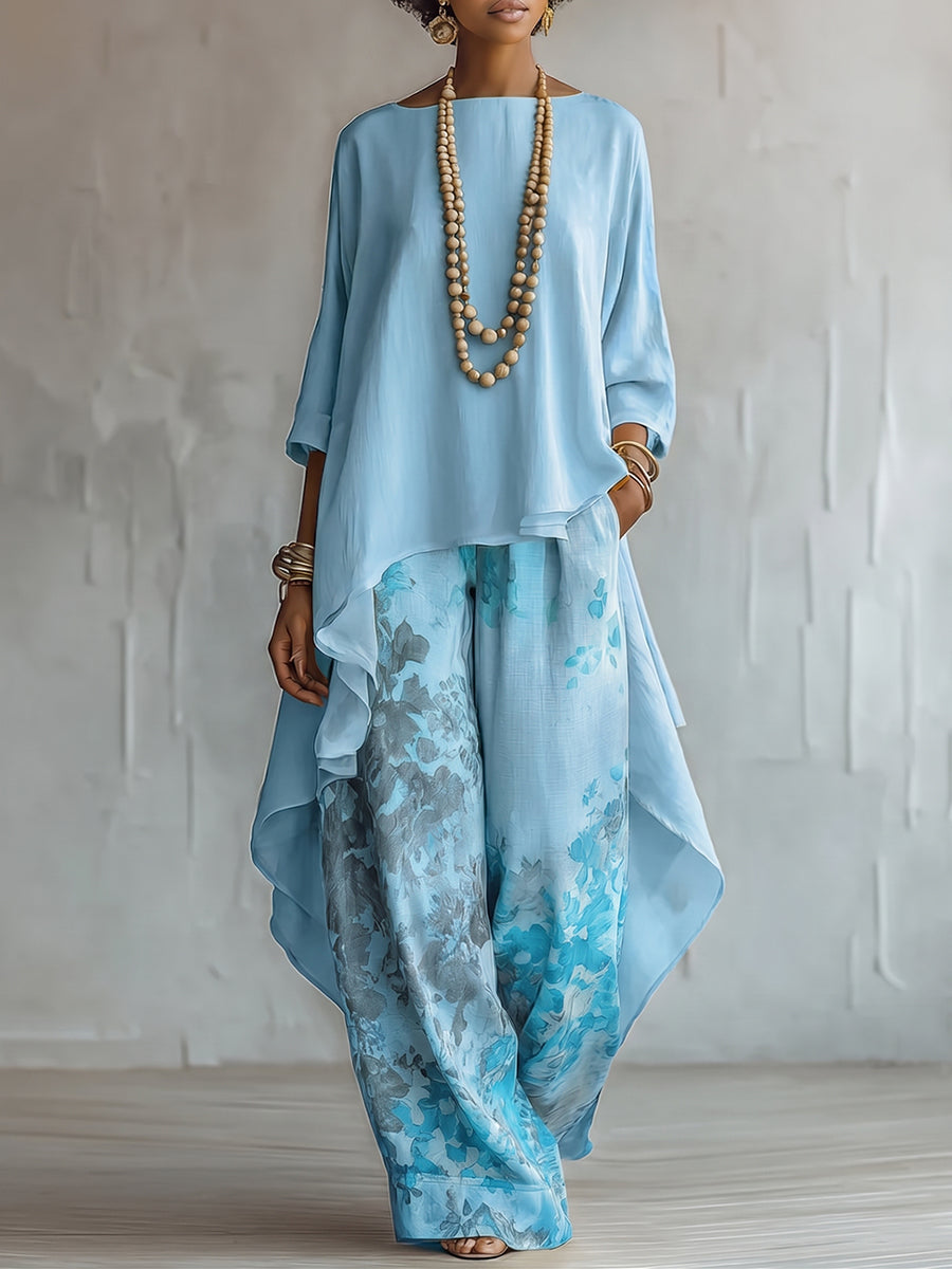 Luftiges Zweiteiler Set mit floraler Hose