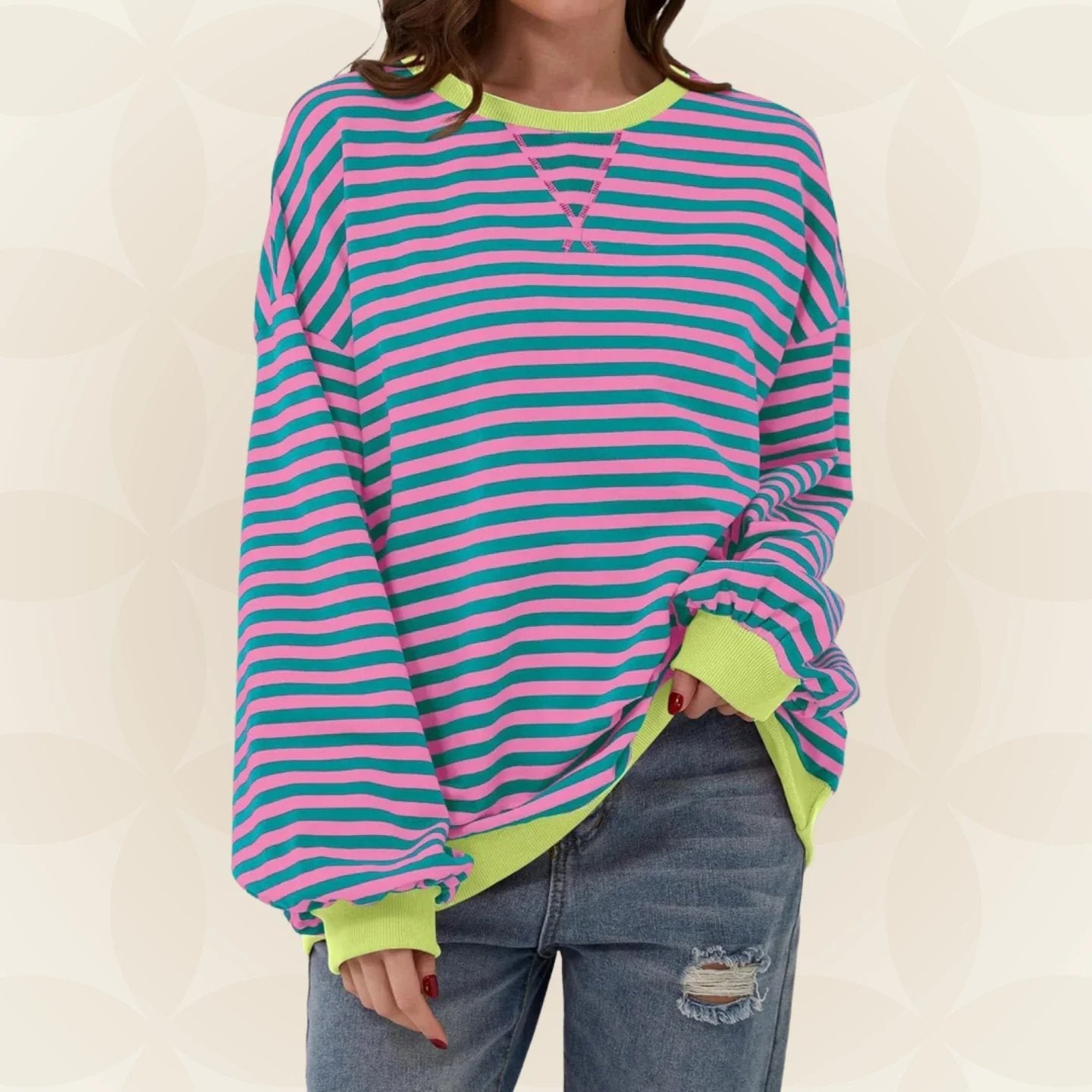 Juliana | Streifenloser Lässiger Pullover
