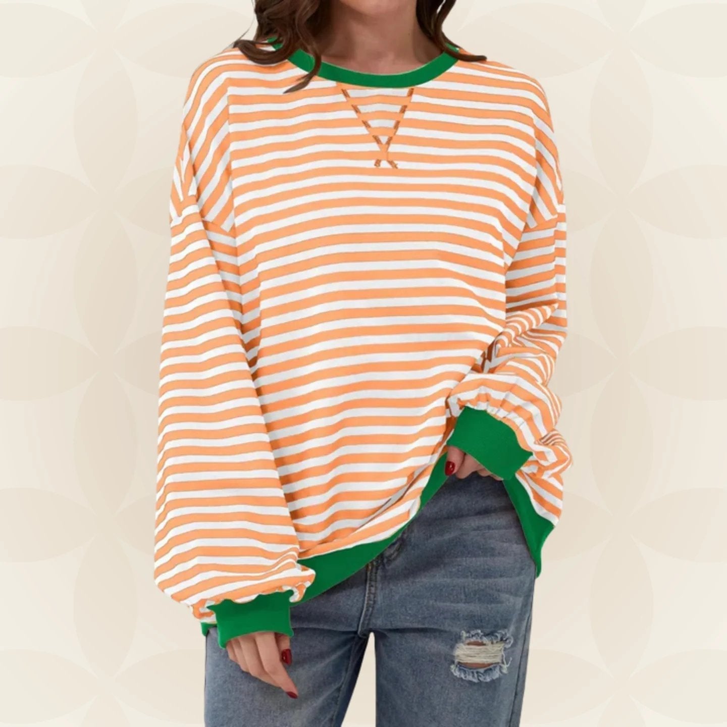Juliana | Streifenloser Lässiger Pullover