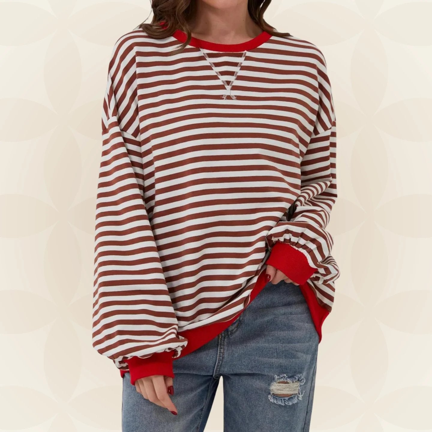 Juliana | Streifenloser Lässiger Pullover